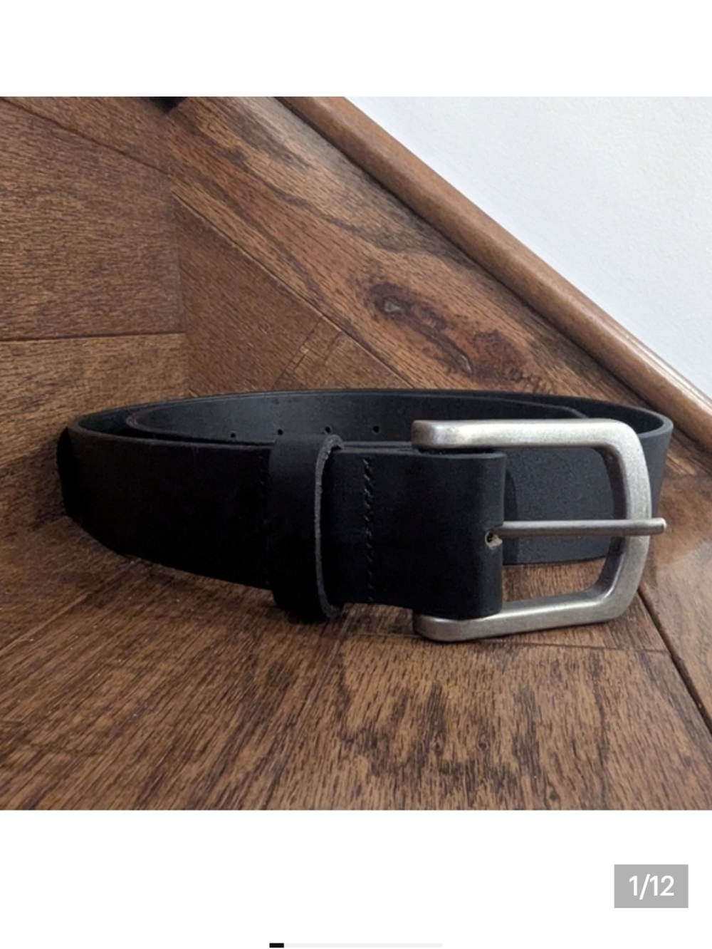 Black leather belt With Nickel Buckle Made In Canada Size 38 New!